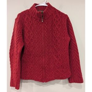 Inis Crafts From Ireland 100% Merino Wool Full Zip Sweater Size Medium